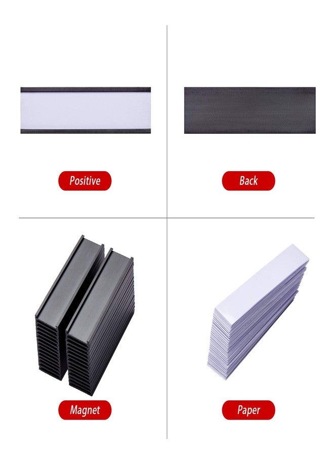 Eeoyu Magnetic Label Holders with Magnets Magnetic Data Card Holders with Clear Plastic Protectors for Metal Shelf, Whiteboard, Set of 50 (0.8 x 3 Inch) - Image 5