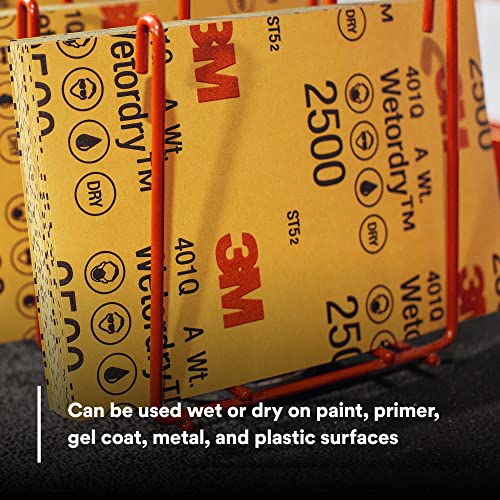 3M Wetordry Abrasive Sheet, 434Q, 02621, 1000+ Grit, 5 1/2 in x 9 in, Pack of 50 Heavy Duty Sandpaper Sheets for Auto Sanding, Metal Sanding, Finishing, Paint Prep - Image 4