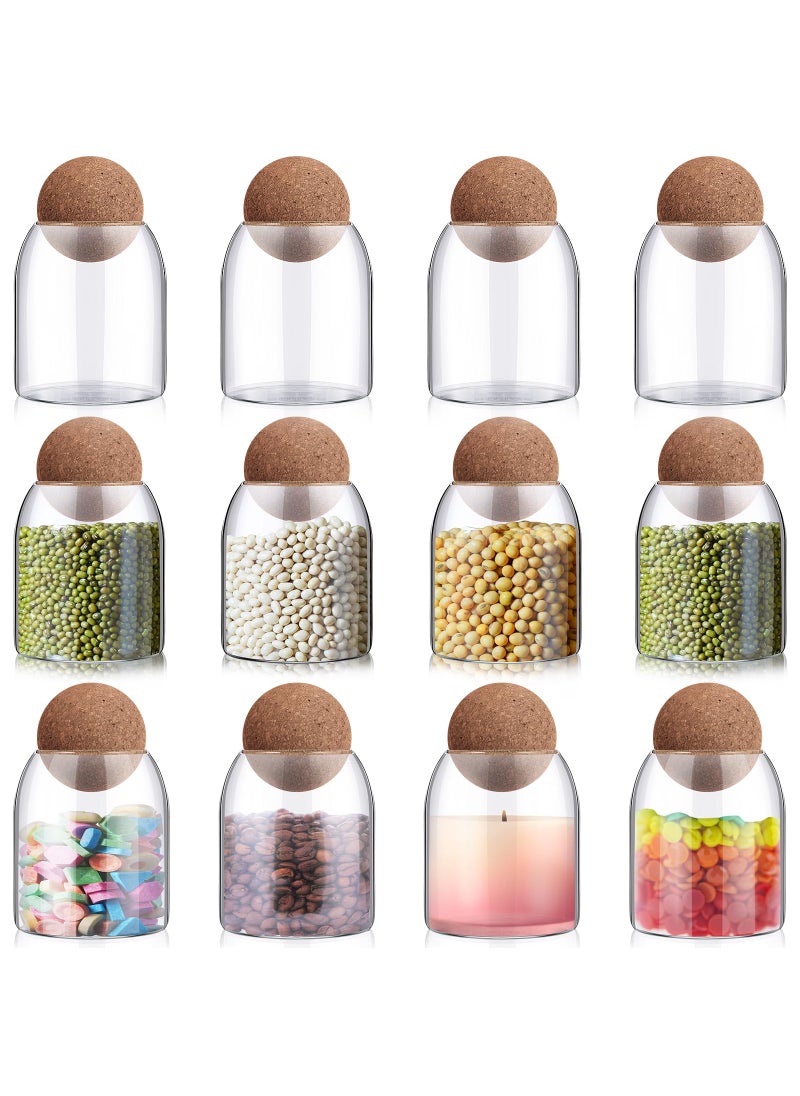 Suclain Suclain 6 Pcs Glass Jars with Cork Ball Lid Food Storage Containers Clear Wood Cork Bottle Candy Jars 17 Oz500ml Coffee Canister for Beans Nut Sugar Decorative Kitchen Storage Organizer 