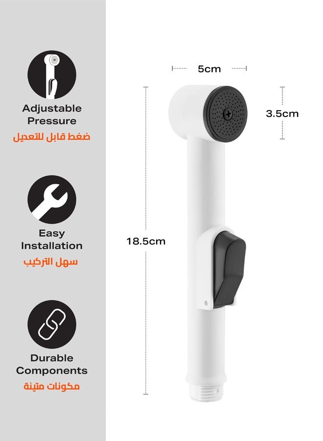 HOMESTAR ABS Bidet Sprayer with Holder - White Adjustable Pressure Handheld Spray Wall Eco-Friendly Easy Installation for Bathroom Hygiene Personal Care Cleaning Washing and Watering - Image 2