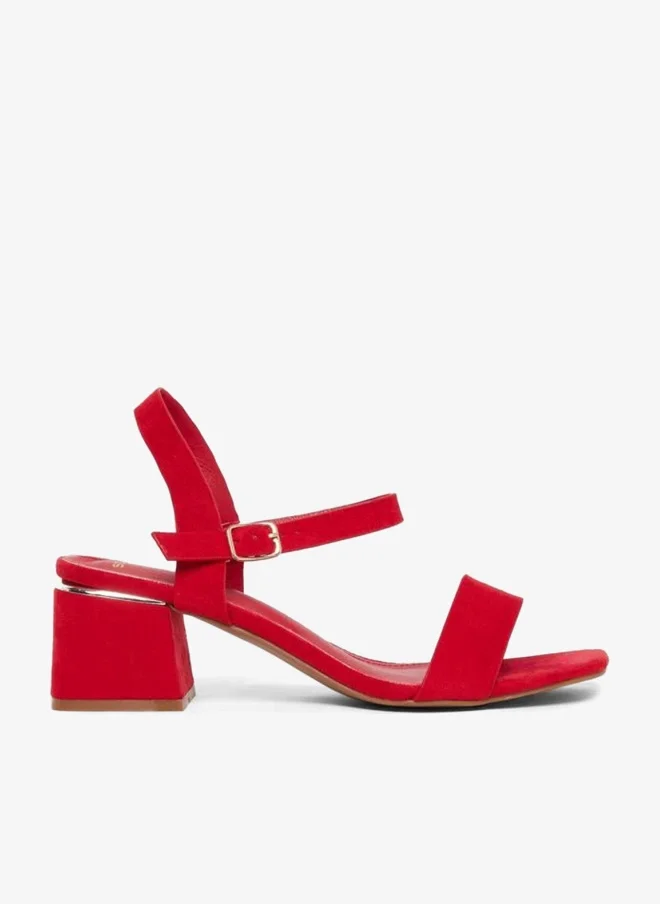Styli Red Suede Block Heel Sandals