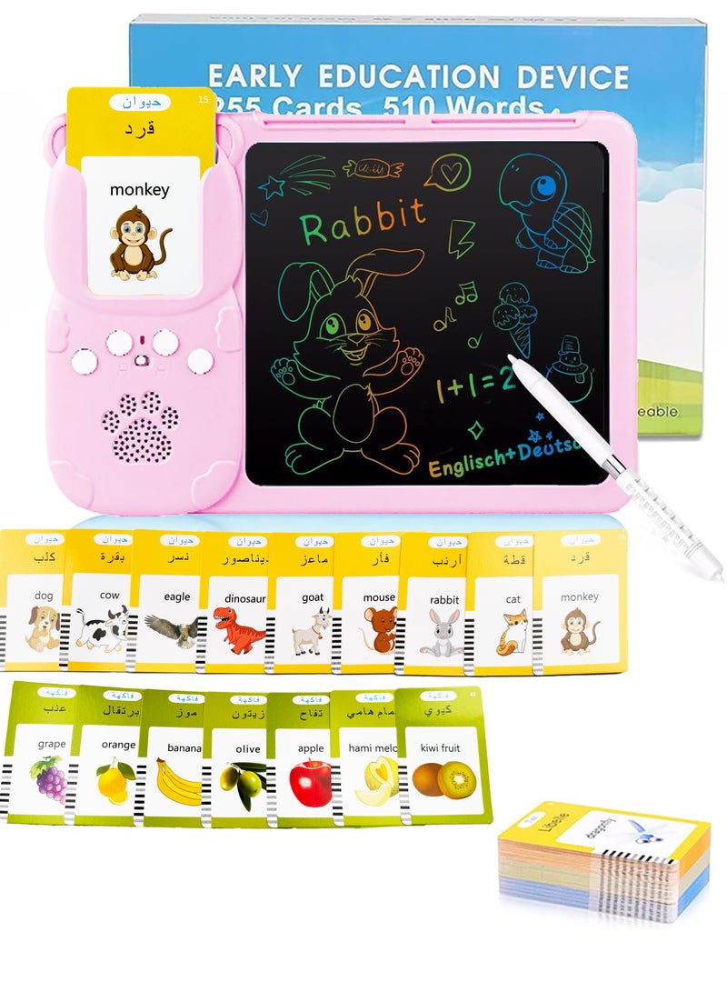 weirsuky Arabic English Learning Toys, Talking Flash Cards Writing Tablet for 3-8 Year Old Boys Girls 510 Words Baby Talking Flash Cards Speech Therapy Autism Toys for Autistic Children Montessori Toys Birthday Gifts for Kids - Image 1