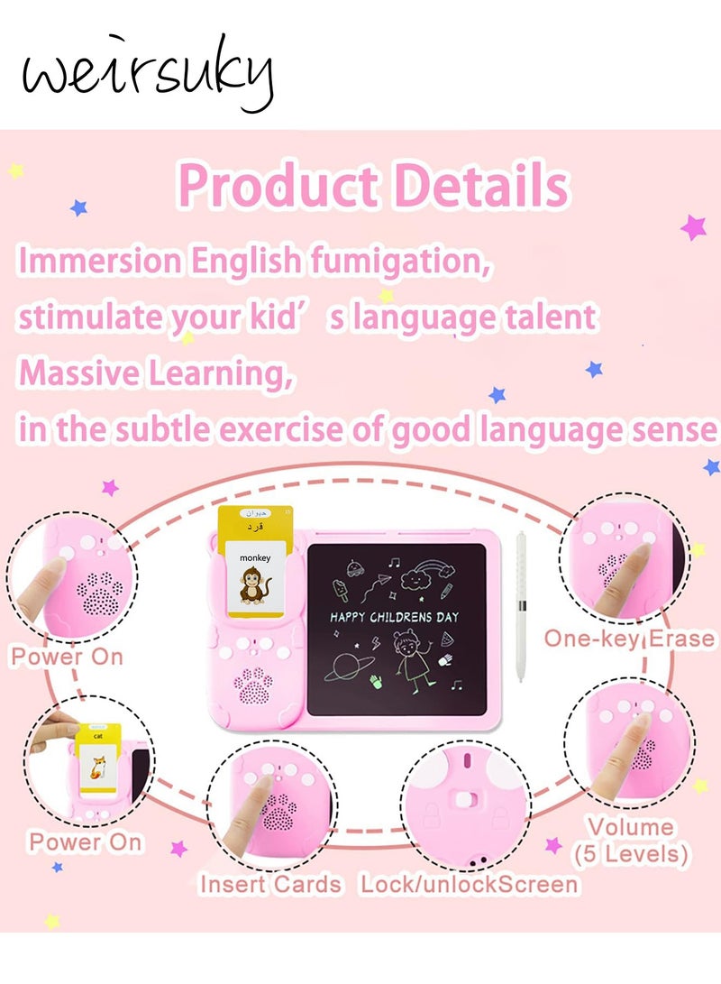 weirsuky Arabic English Learning Toys, Talking Flash Cards Writing Tablet for 3-8 Year Old Boys Girls 510 Words Baby Talking Flash Cards Speech Therapy Autism Toys for Autistic Children Montessori Toys Birthday Gifts for Kids - Image 2