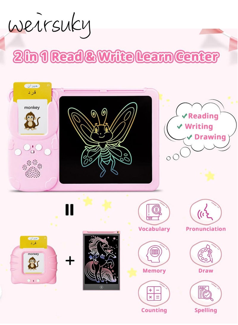 weirsuky Arabic English Learning Toys, Talking Flash Cards Writing Tablet for 3-8 Year Old Boys Girls 510 Words Baby Talking Flash Cards Speech Therapy Autism Toys for Autistic Children Montessori Toys Birthday Gifts for Kids - Image 3