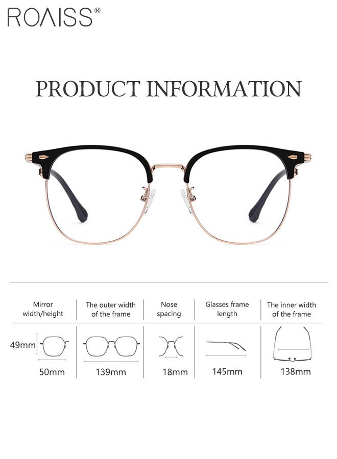 roaiss Blue Light Blocking Glasses Blue Light Filter Computer Reading Gaming TV Phones Square Eyeglasses Fashion Anti Eyestrain Headache Eyewear for Men Women Black Gold 50mm - Image 3