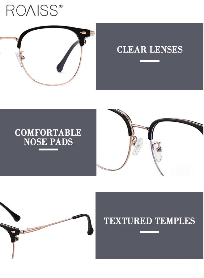 roaiss Blue Light Blocking Glasses Blue Light Filter Computer Reading Gaming TV Phones Square Eyeglasses Fashion Anti Eyestrain Headache Eyewear for Men Women Black Gold 50mm - Image 4
