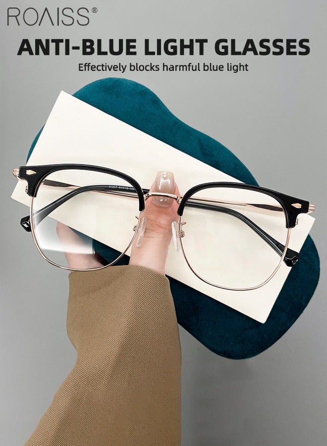 roaiss Blue Light Blocking Glasses Blue Light Filter Computer Reading Gaming TV Phones Square Eyeglasses Fashion Anti Eyestrain Headache Eyewear for Men Women Black Gold 50mm - Image 5