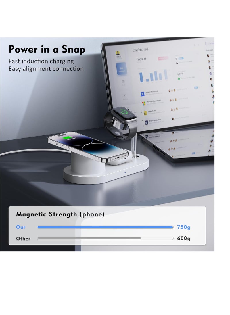 General Magnetic Wireless Charger for iPhone: 3 in 1 Charging Station for Multiple Device Apple - 18W Fast Mag-Safe Charger Dock Stand for iPhone 15 14 13 12 Pro Max Apple Watch iwatch & Airpods  - Image 4