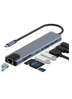 Generic USB C Hub Docking Station, 8 in 1 USB C Dongle with 4K@60Hz HDMI, RJ45 Ethernet, 100W PD, SD/TF Card Reader, 2 USB Ports, USB Type C Hub for MacBook Pro Air M1 Dell XPS Nintendo Switch  - Image 1