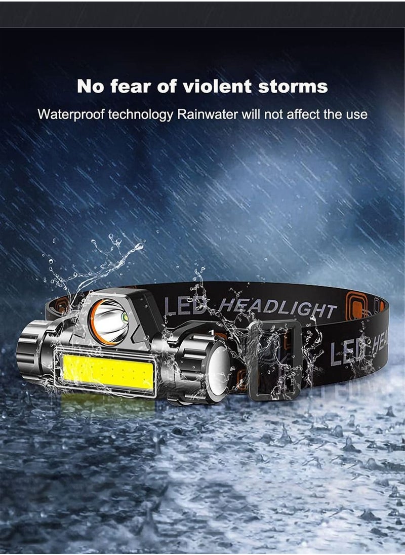 Waterproof Rechargeable Headlight By Ishwaz Suitable For All Severe Weather Conditions Very Durable And Super Bright Light With Multi Modes Adjustable Strap Fast Charging And Long Battery Timing