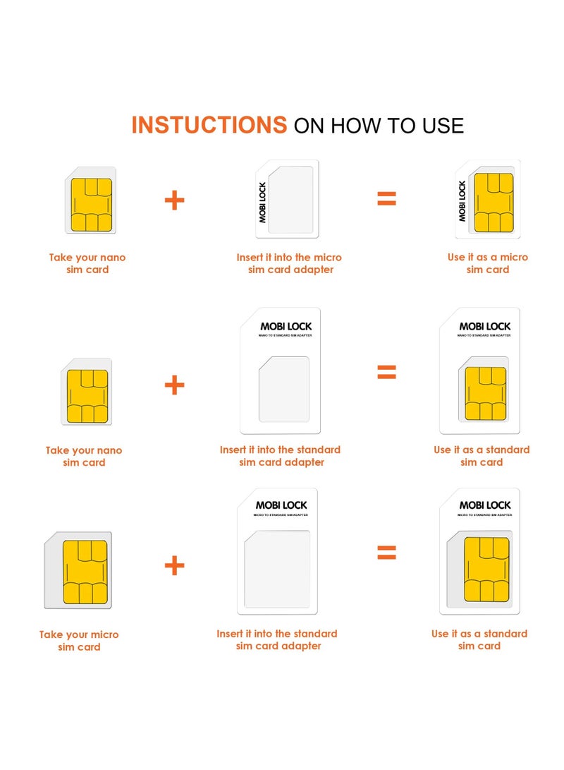 6 in 1 Sim Card Adapter Kit Micro Nano and Standard Sim Compatible With All Iphone 14 13 X Pro and All Iphone Series All Other Android Smartphone Devices