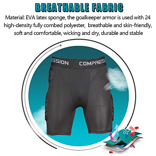 Shinestone Adult Men's Goalkeeper Armor BodyShield Padded Compression Shorts with Sponge Protector for Football Baseball(Shorts-02, Large) - Image 4