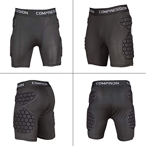 Shinestone Adult Men's Goalkeeper Armor BodyShield Padded Compression Shorts with Sponge Protector for Football Baseball(Shorts-02, Large) - Image 2