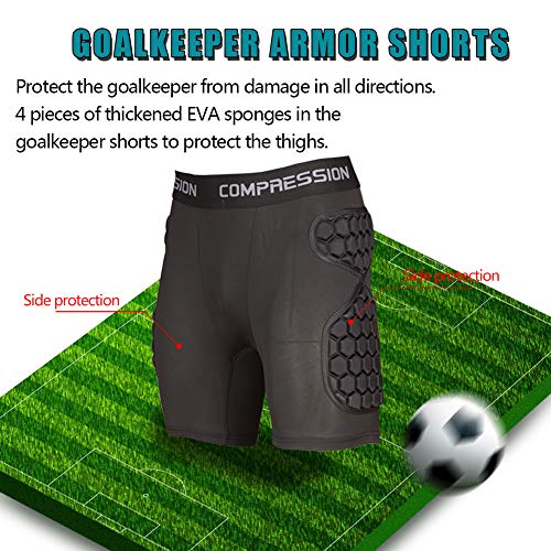 Shinestone Adult Men's Goalkeeper Armor BodyShield Padded Compression Shorts with Sponge Protector for Football Baseball(Shorts-02, Large) - Image 5
