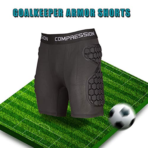 Shinestone Adult Men's Goalkeeper Armor BodyShield Padded Compression Shorts with Sponge Protector for Football Baseball(Shorts-02, Large) - Image 3