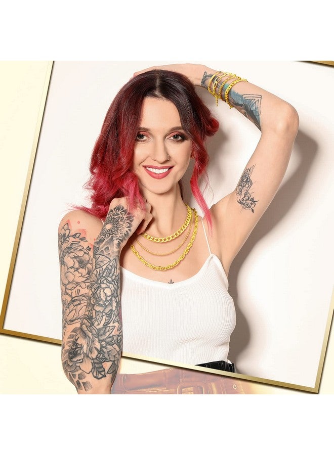 Glenmal مجموعة مجوهرات هالوين 7 قطع من التسعينات للنساء مجموعة قلادة وسوار ذهبية إكسسوارات حفلات الهيب هوب من الثمانينات - Image 4