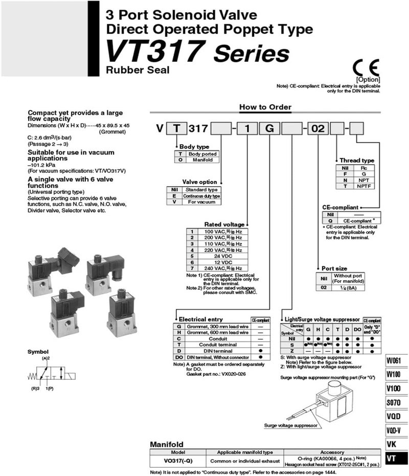 صمام هوائي ثنائي الموضع ثلاثي الاتجاه للتحكم في الضغط السلبي الفراغي VT307-3D1-01 VT307V-3D1-01 (VT307-4DZ1-02) - Image 3