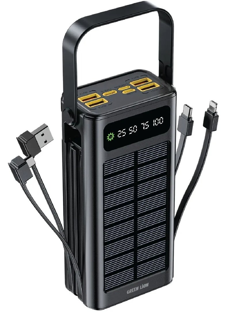 GREEN LION Solar X 30000mAh Power Bank PD 20W / Portable Fast Charger PowerBank Built in Solar Panel 30000 mAh – Black - Image 1