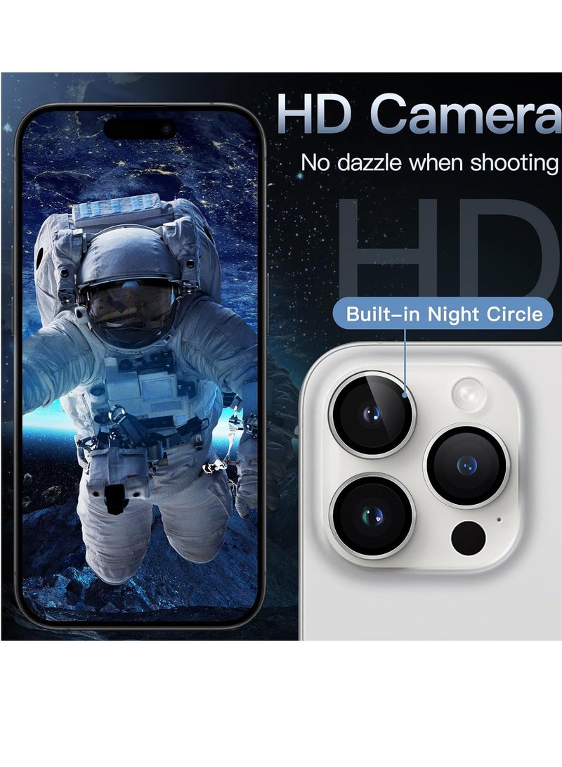 ELTRAZONE Camera Lens Protector for iPhone 15 Pro 6.1-Inch and iPhone 15 Pro Max 6.7-Inch, 9H Tempered Glass Metal Individual Ring Cover, HD Clear, 3-Pack (White) - Image 4