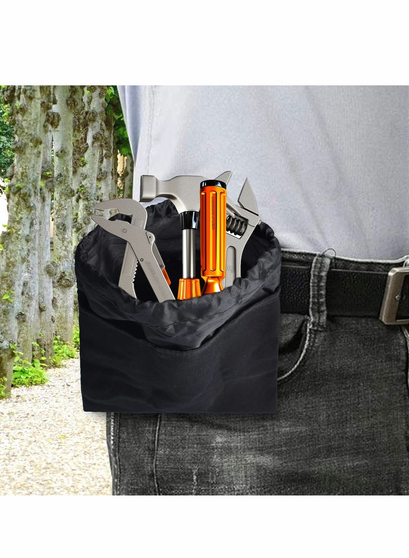 SYOSI Canvas Bag, Black Collapsible Foraging Pouch, Garden Vegetable Storage Pouch Canvas Fruit Picking Bag, Mushroom Foraging Belt Bag for Outdoor Camping Hiking Hunting Travel Beachcombing  - Image 4