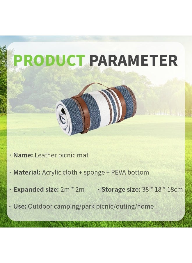 200*200cm Large Picnic Blanket, 3-layer Thickened Beach Mat, Suitable for Outdoor Camping, Beach and Family Party