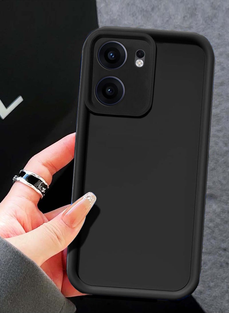 دبليو تيك Oppo Reno13 F 4G / 5G 2025 بريميوم سيليكون سائل ناعم لحواف شفاه مرتفعة واقية بالكامل وغطاء حافظة الكاميرا (MCRPSN) - أسود - Image 2