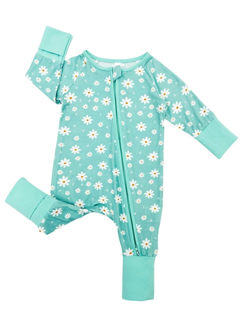 Bow Dream Baby Girl Clothing Footies Bamboo Rayon Baby Girl Clothes Baby Romper Jumpsuit Newborn-24 Months Lavender Cat Daisy 6-12 Months - Image 5