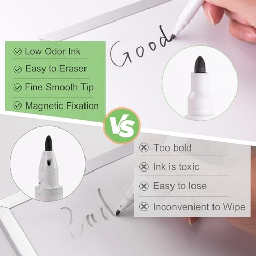 JEFURE 200 Pcs Black Magnetic Dry Erase Markers with Eraser Cap, White Board Mini Dry erase Markers Bulk, Fine Point Tip Student White Board Markers for Teachers Office School Supplies - Image 3