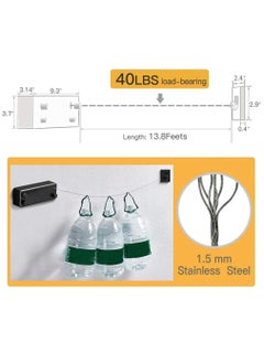 Generic Retractable Clothesline Heavy Duty Clothes Drying Laundry Line Indoor Outdoor Wall Mounted Clothes Dryer Rope Clothing Retracting Adjustable Stainless Steel Line 13.8 Feet (Double Cord Black)  - Image 4