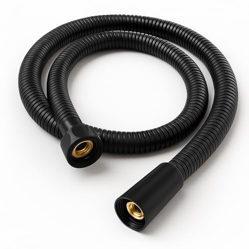 Prem's Black Flexible Tube Shower 304 Grade Stainless Steel Hose Pipe/Hand Shower Tube/Health Faucet Pipe Jet Spray Tube (1.0 Meter, Black) - Image 1