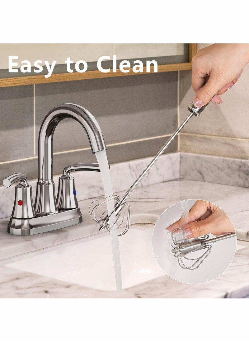 SYOSI - Semi-automatic Whisk, 12Inch Stainless Steel Egg Beater, Hand Push Rotary Whisk Blender Easy Whisk Mixer Stirrer for Making Cream, Whisking, Beating and Stirring (Silver) - Image 1