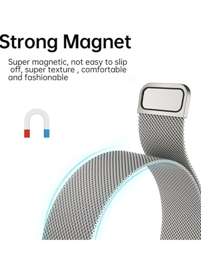 Band for Huawei Watch Fit 3 2024, Magnetic Ring Strap, Stainless Steel Wristband, Classic Business Style, Metal Mesh Band for Huawei Watch Fit 3, Women Men, Silver - Image 2
