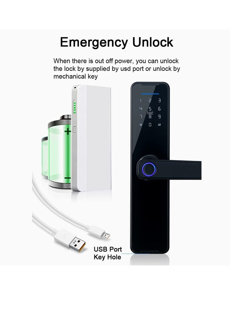 Zikra Smart Tuya Fingerprint Door Lock - Electronic Keypad with Password, Card & Mechanical Key for Home, Hotel & Office Security - Image 5