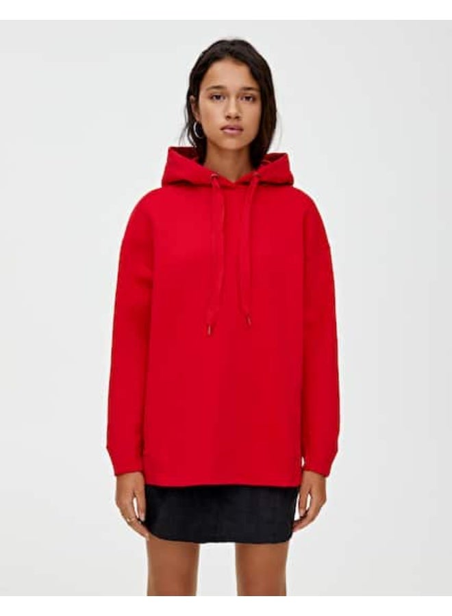 LOUD UNIVERSE Women’s Oversized Red Hoodie – Long Sleeve Hooded Sweatshirt with Pockets – Loose Fit Cotton Blend Pullover  - Image 5