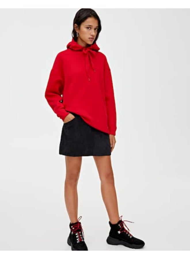 LOUD UNIVERSE Women’s Oversized Red Hoodie – Long Sleeve Hooded Sweatshirt with Pockets – Loose Fit Cotton Blend Pullover  - Image 1