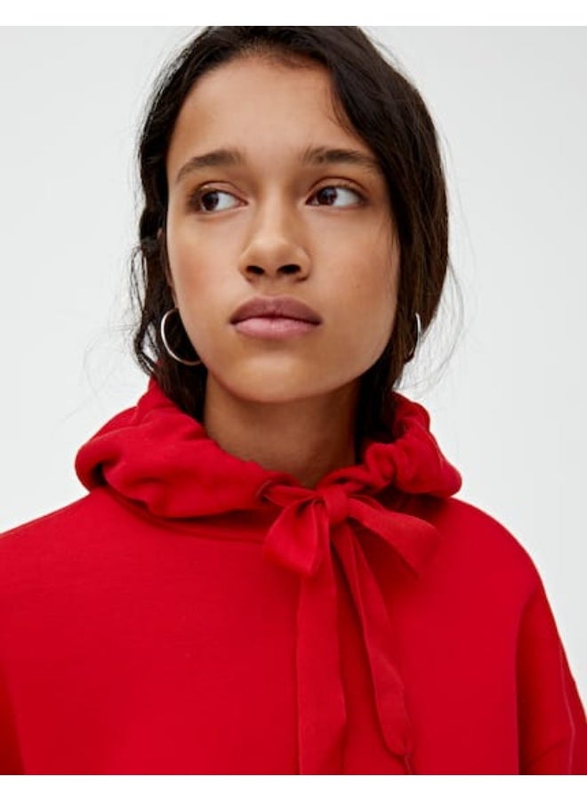 LOUD UNIVERSE Women’s Oversized Red Hoodie – Long Sleeve Hooded Sweatshirt with Pockets – Loose Fit Cotton Blend Pullover  - Image 3