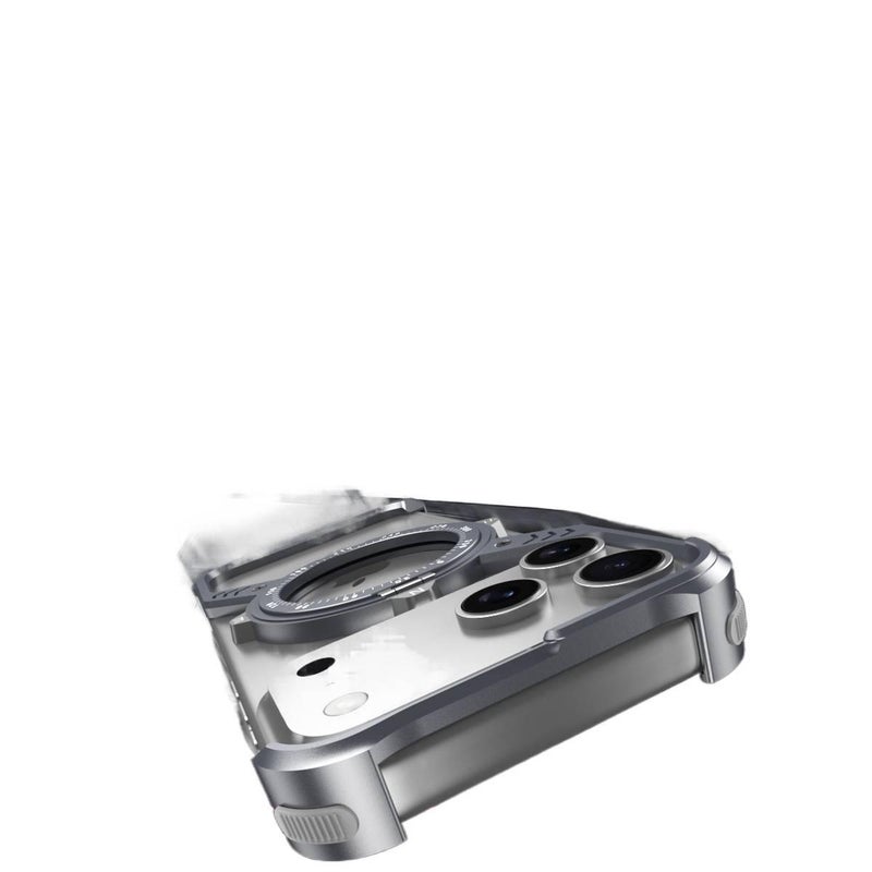 MS Metal MagSafe Case for iPhone 14 / 14 Plus / 14 Pro / 14 Pro Max with Drop Protection and Kickstand plus Shockproof plus Strong Magnetic plus Rotating Magnetic in Gray - Image 3