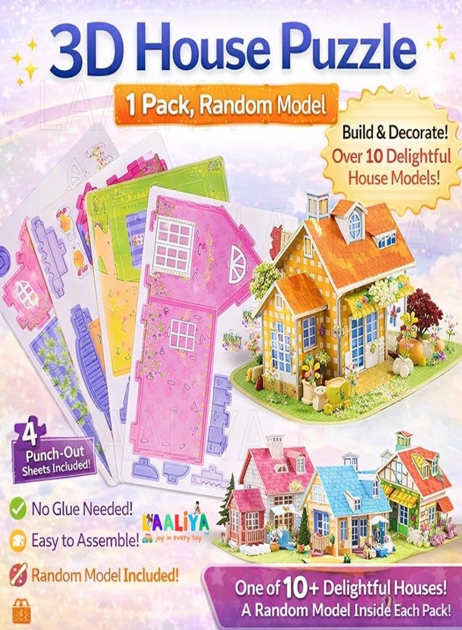 LAALIYA 3D DIY Puzzle House Kit for Kids | Educational Build-Your-Own Cardboard Model House | Creative Construction & Jigsaw Activity Toy for Boys & Girls Ages 4-8 | Fun Learning Craft Set - Image 2