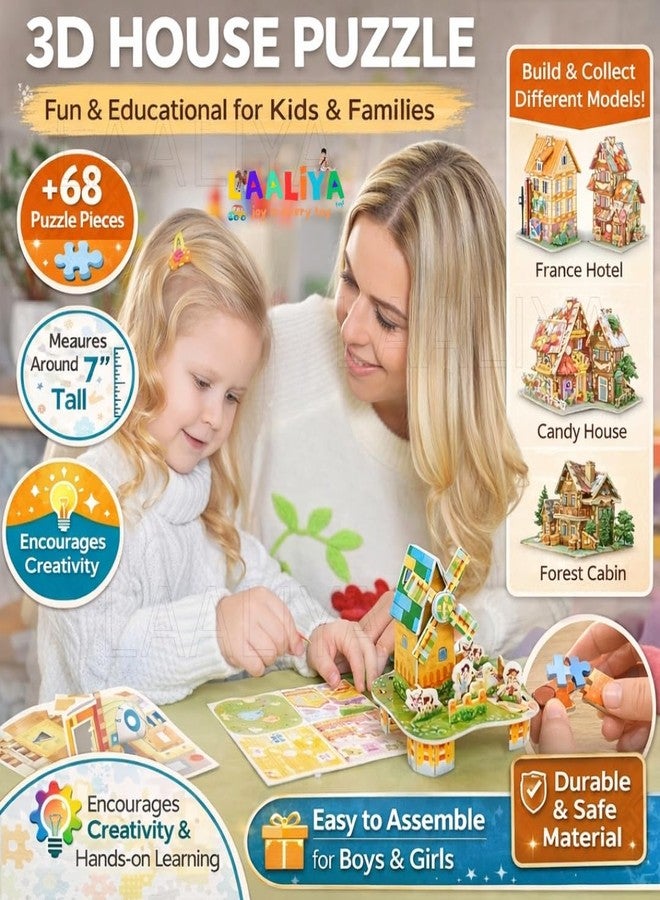 LAALIYA 3D DIY Puzzle House Kit for Kids | Educational Build-Your-Own Cardboard Model House | Creative Construction & Jigsaw Activity Toy for Boys & Girls Ages 4-8 | Fun Learning Craft Set - Image 5
