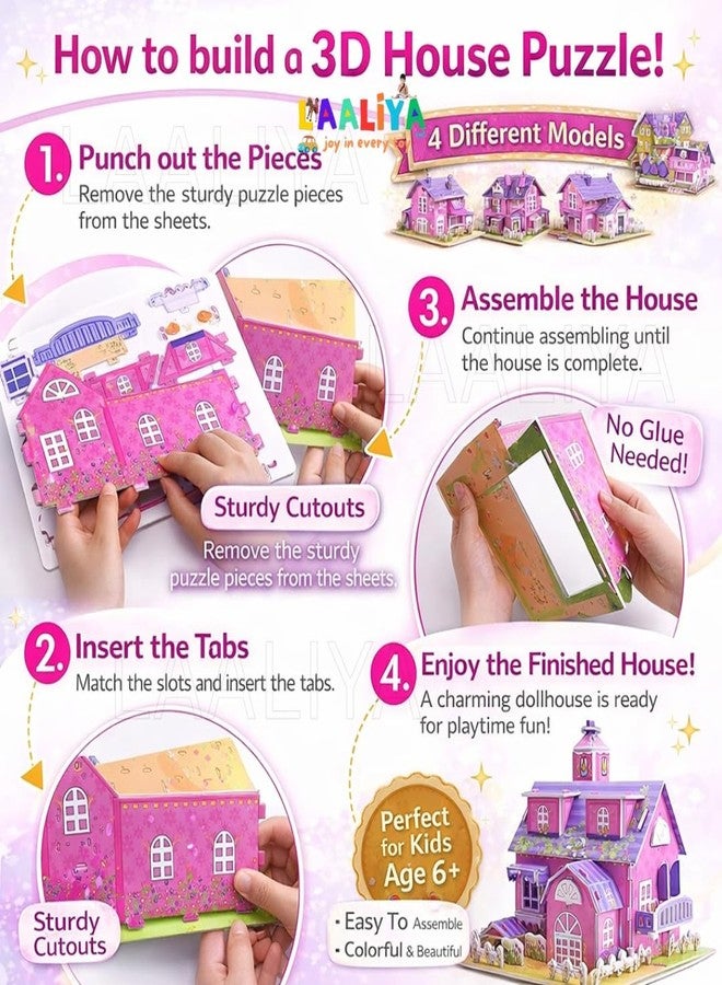 LAALIYA 3D DIY Puzzle House Kit for Kids | Educational Build-Your-Own Cardboard Model House | Creative Construction & Jigsaw Activity Toy for Boys & Girls Ages 4-8 | Fun Learning Craft Set - Image 3