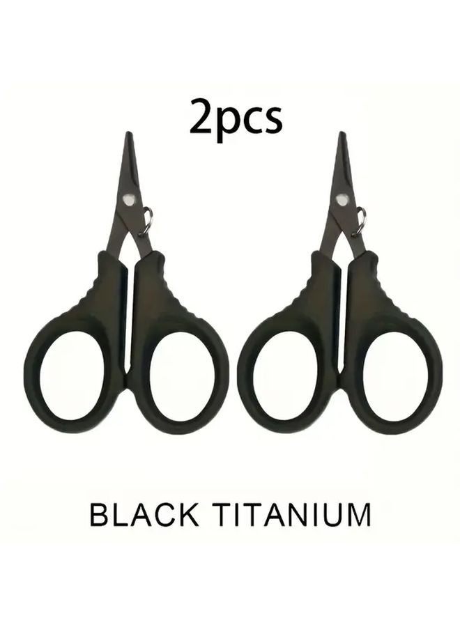 2pcs Colorful Titanium Coated Stainless Steel Fishing Scissors Heavy Duty Anti Slip Serrated Edges - Image 3