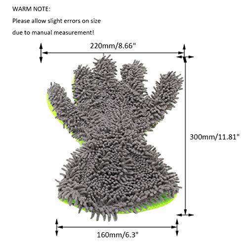 BokWin 2-Pack Car Wash Mitt Scratch Free, 5-Finger Microfiber Wash Mitts, Car Interior Exterior Cleaning Gloves, Auto Chenille Washing Sponge Kits for Cleaning Wheel Tight Spot - Image 3