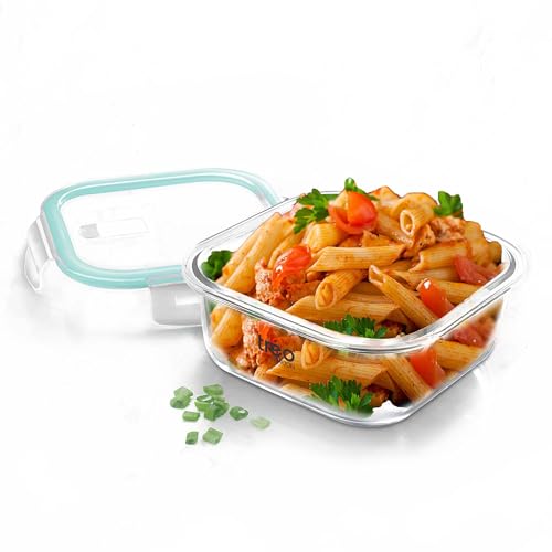 Treo by Milton Hi Borosilicate Clip Fresh Glass Storage Square Container for Kitchen With Air-Tight Lid, Microwave & Oven Safe, 800 ml, Transparent - Image 1