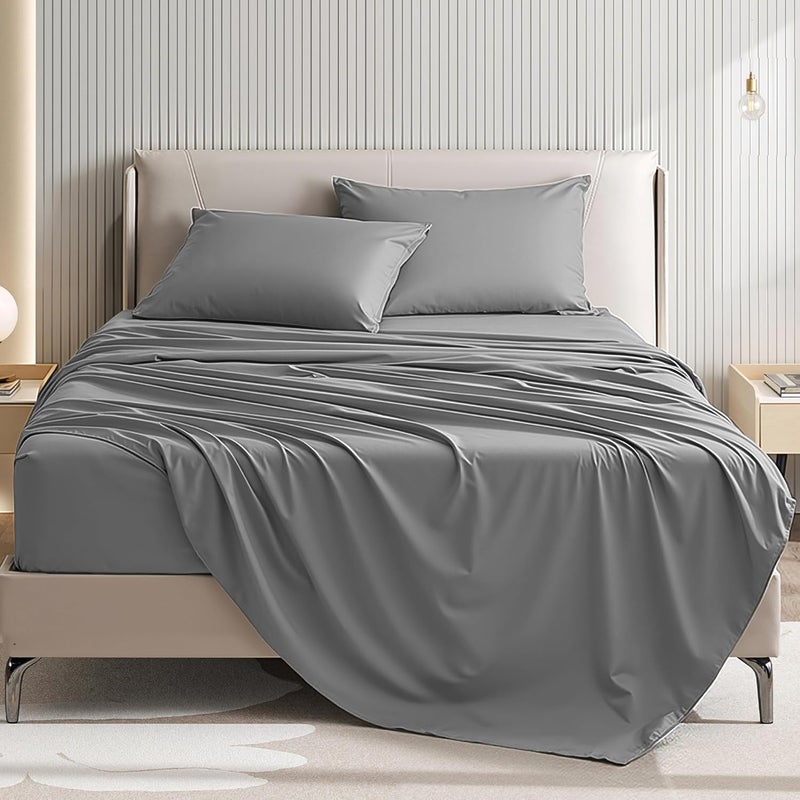 USXIBEI Full Size 4 Piece Bed Sheet Set - Ultra Imitation Cotton-Premium Breathable & Cooling Sheets - Hotel Luxury Bed Sheets Deep Pocket up to 15"- Wrinkle, Fade, Stain Resistant (Dark Grey, Full) - Image 1