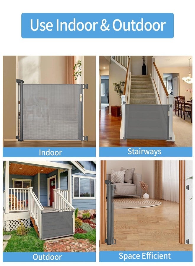 DEAR LOV Retractable Baby Gate for Stairs – 33” Height, Expands up to 71” Width – Safety Gate for Infants, Toddlers, Dogs & Pets – Easy Install, Secure Closure, Gray Mesh Design for Indoor & Outdoor Use - Image 5