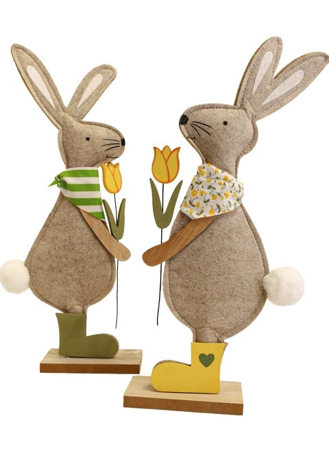 Wooden Decorative Piece – Bunny Couple Design (Dimension: 12 cm*5 cm *40 cm) (250 gram) | A Touch of Warmth and Joy for Your Home