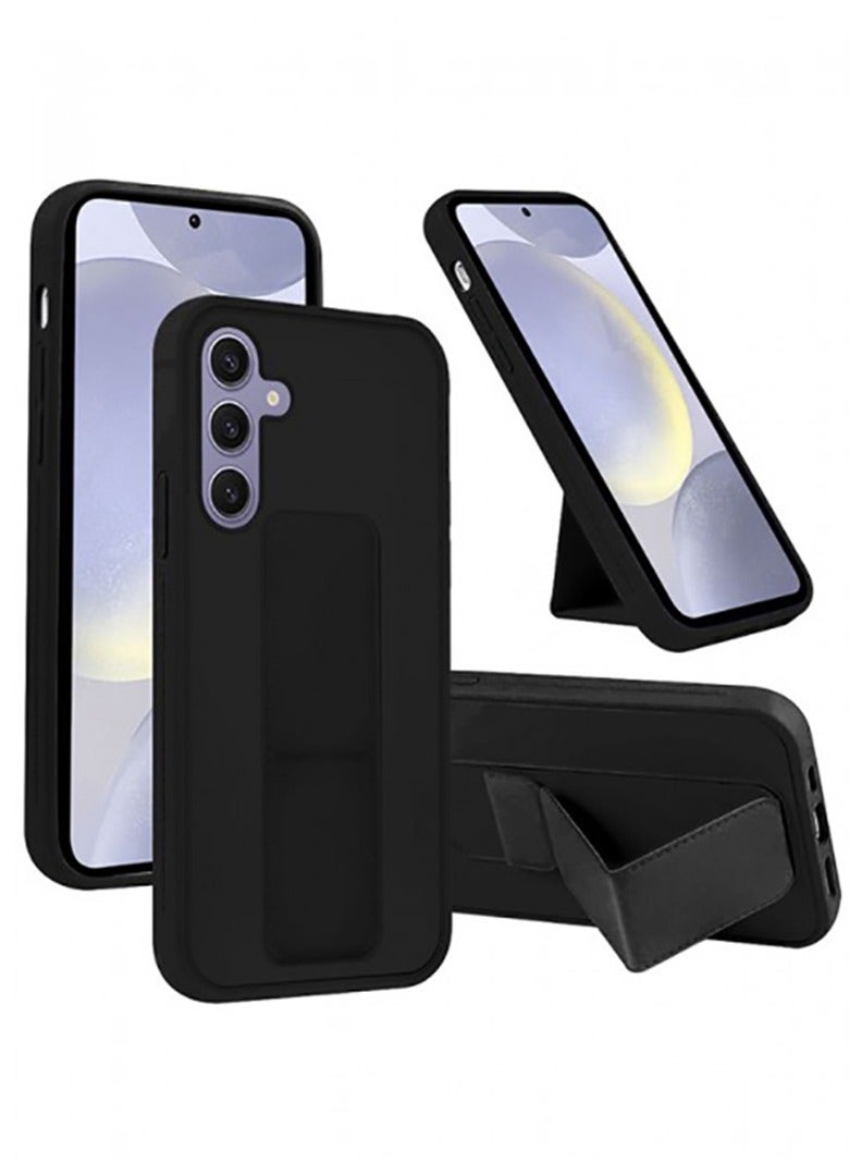 Case Up Compatible with Samsung Galaxy A14 Case with Magnetic Stand & Holder, Premium Silicone Finger Grip Strap Holder Case Car Mount Kickstand Cover- Black - Image 1