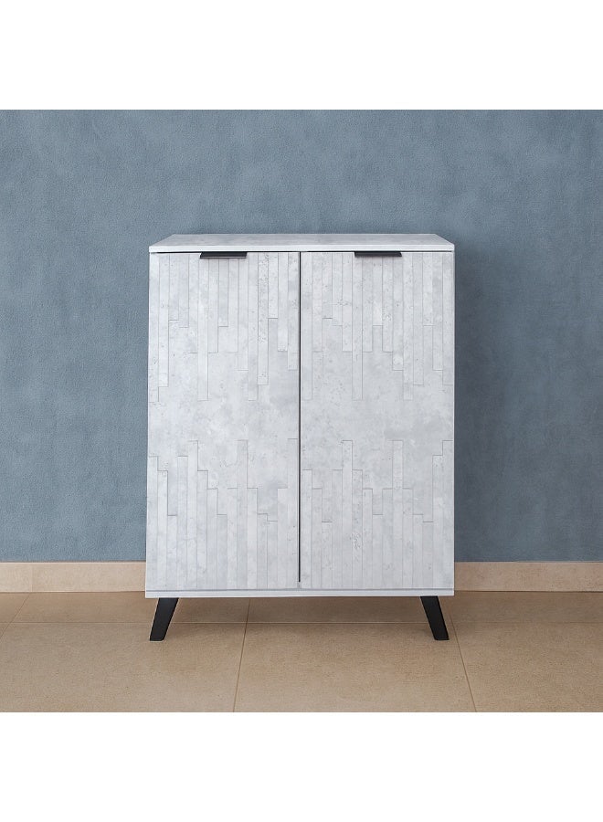 بيتي خزانه احذيه خشب صناعة ماليزي 2 باب 5 مستويات - رمادي فاتح - Image 1