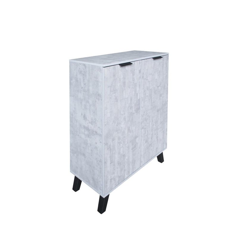 بيتي خزانه احذيه خشب صناعة ماليزي 2 باب 5 مستويات - رمادي فاتح - Image 3