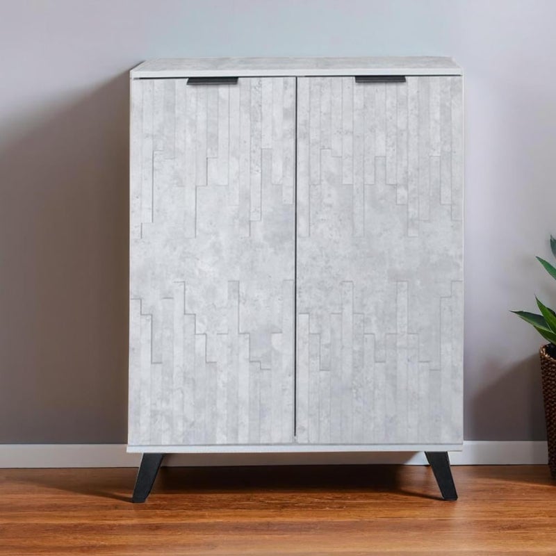 بيتي خزانه احذيه خشب صناعة ماليزي 2 باب 5 مستويات - رمادي فاتح - Image 2